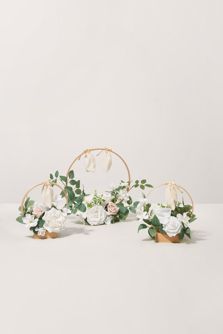Wreath Hoop Centerpiece Set in White & Sage | Clearance