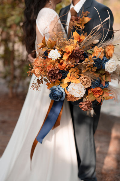 DIY Designer Flower Boxes in Russet Orange & Denim Blue