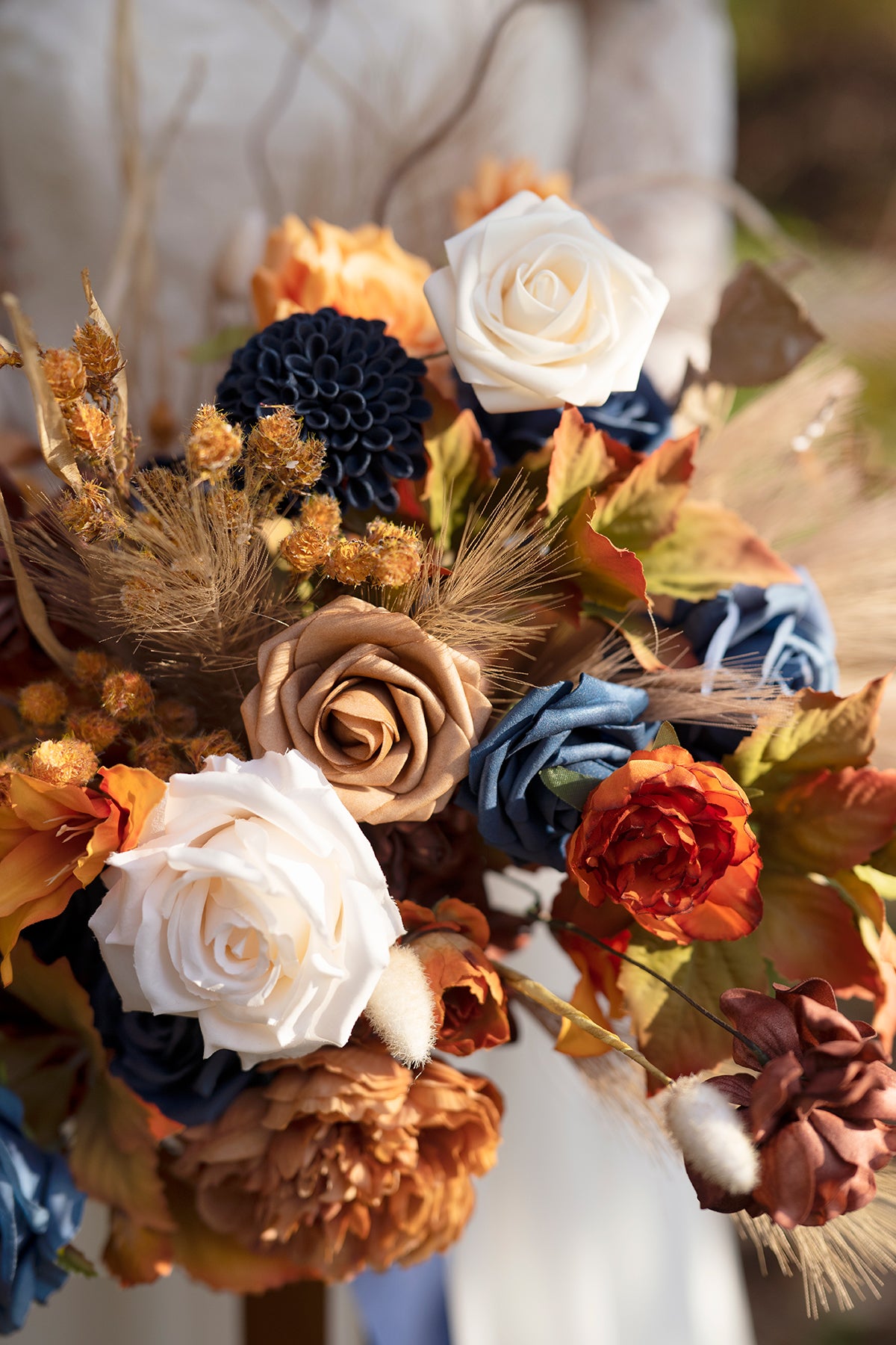 DIY Designer Flower Boxes in Russet Orange & Denim Blue