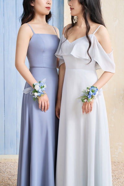 Wrist and Shoulder Corsages in Timeless French Blue & White