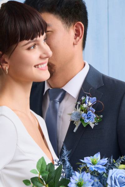 Boutonnieres in Timeless French Blue & White