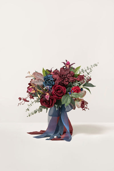 Small Free-Form Bridal Bouquet in Burgundy & Navy