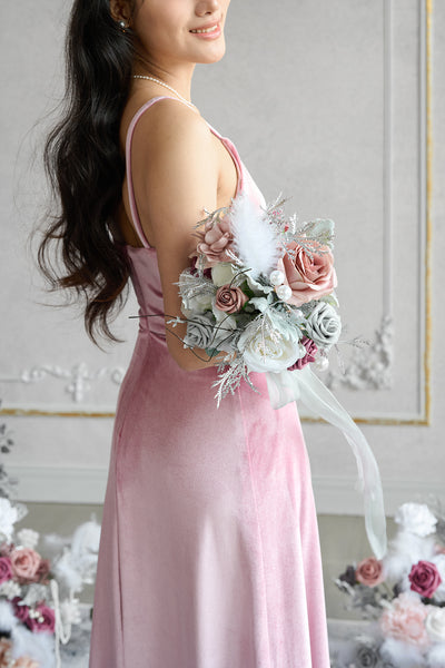 Bridesmaid Bouquet in Dusky Rose & Silver | Clearance