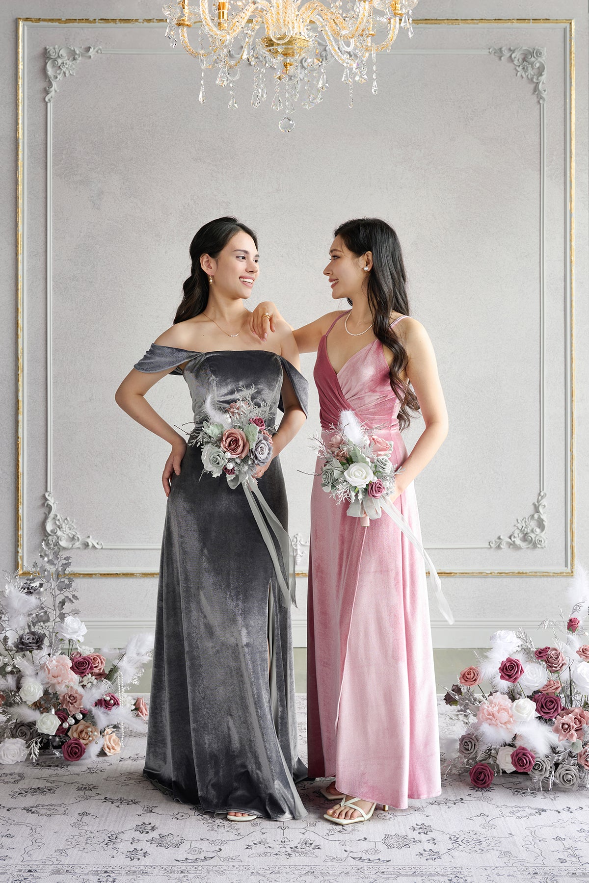 Bridesmaid Bouquet in Dusky Rose & Silver | Clearance