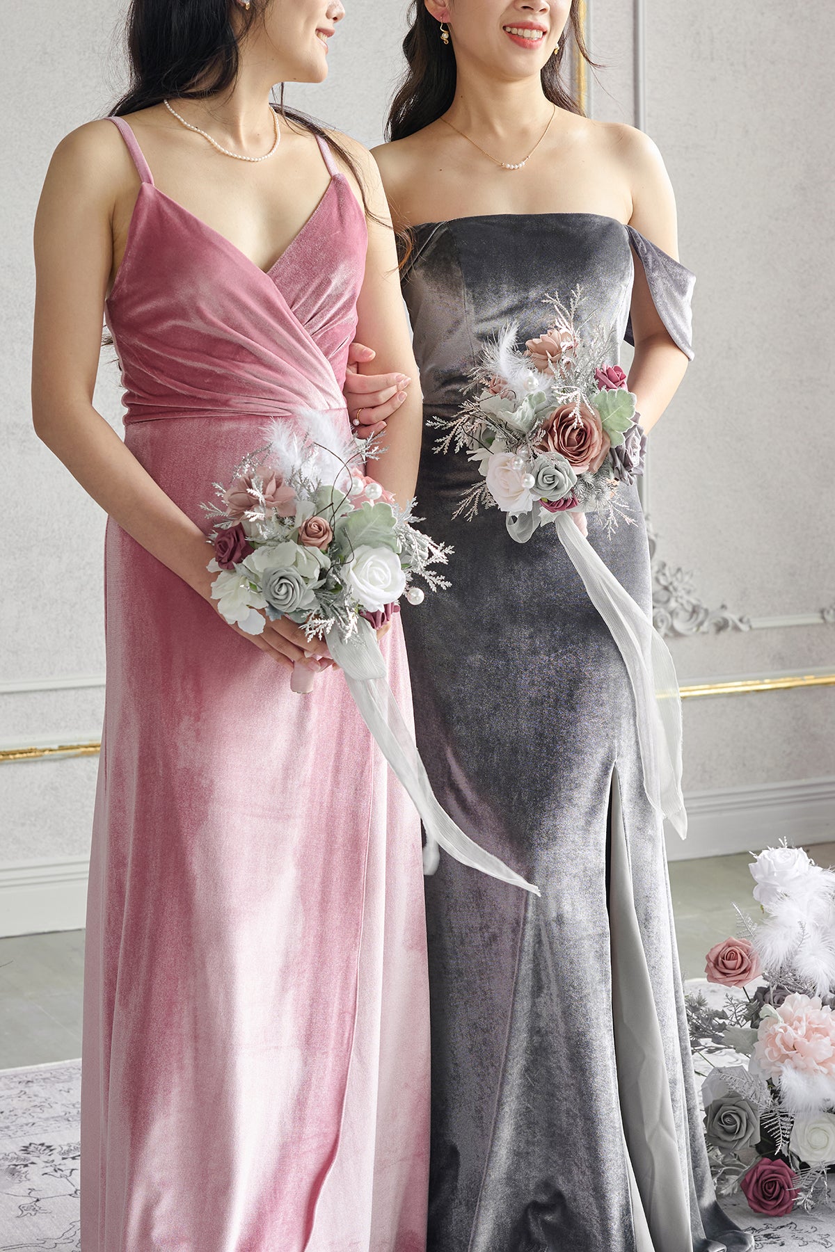 Bridesmaid Bouquet in Dusky Rose & Silver | Clearance