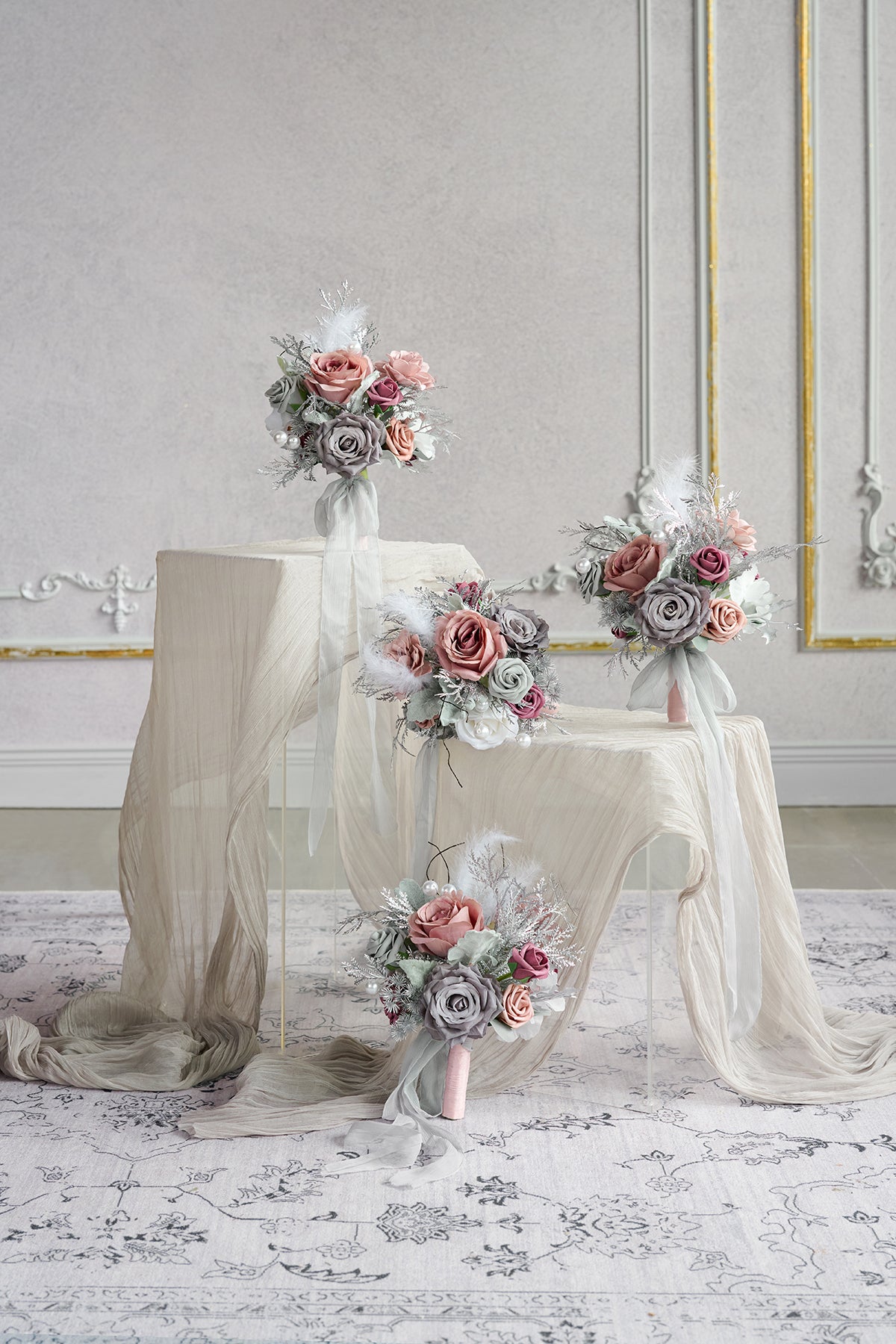 Bridesmaid Bouquet in Dusky Rose & Silver | Clearance