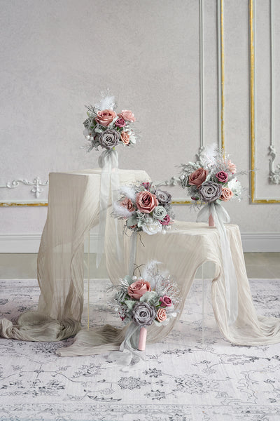 Bridesmaid Bouquet in Dusky Rose & Silver | Clearance