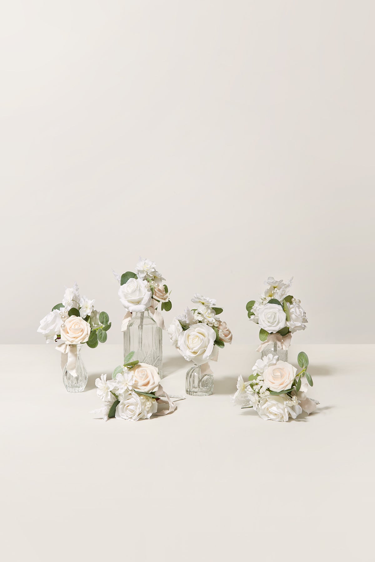 Mini Ready-to-Use Flower Centerpiece Set in White & Sage