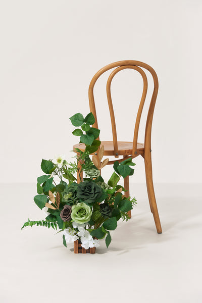 Wedding Aisle Runner Flower Arrangements in Forest Green & Gold | Clearance