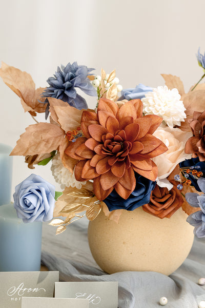 Dusty Blue & Navy Designer Flower Boxes