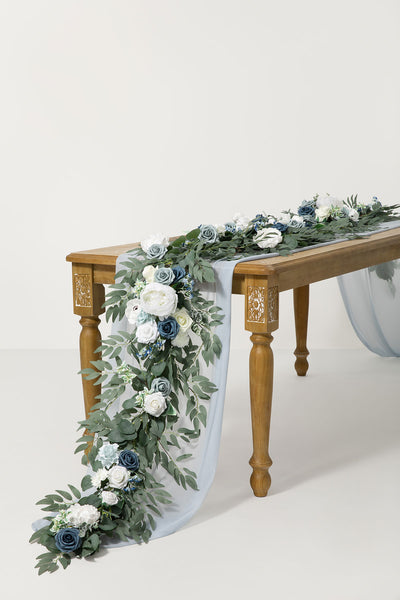 6ft Flower Garland in Dusty Blue & Navy