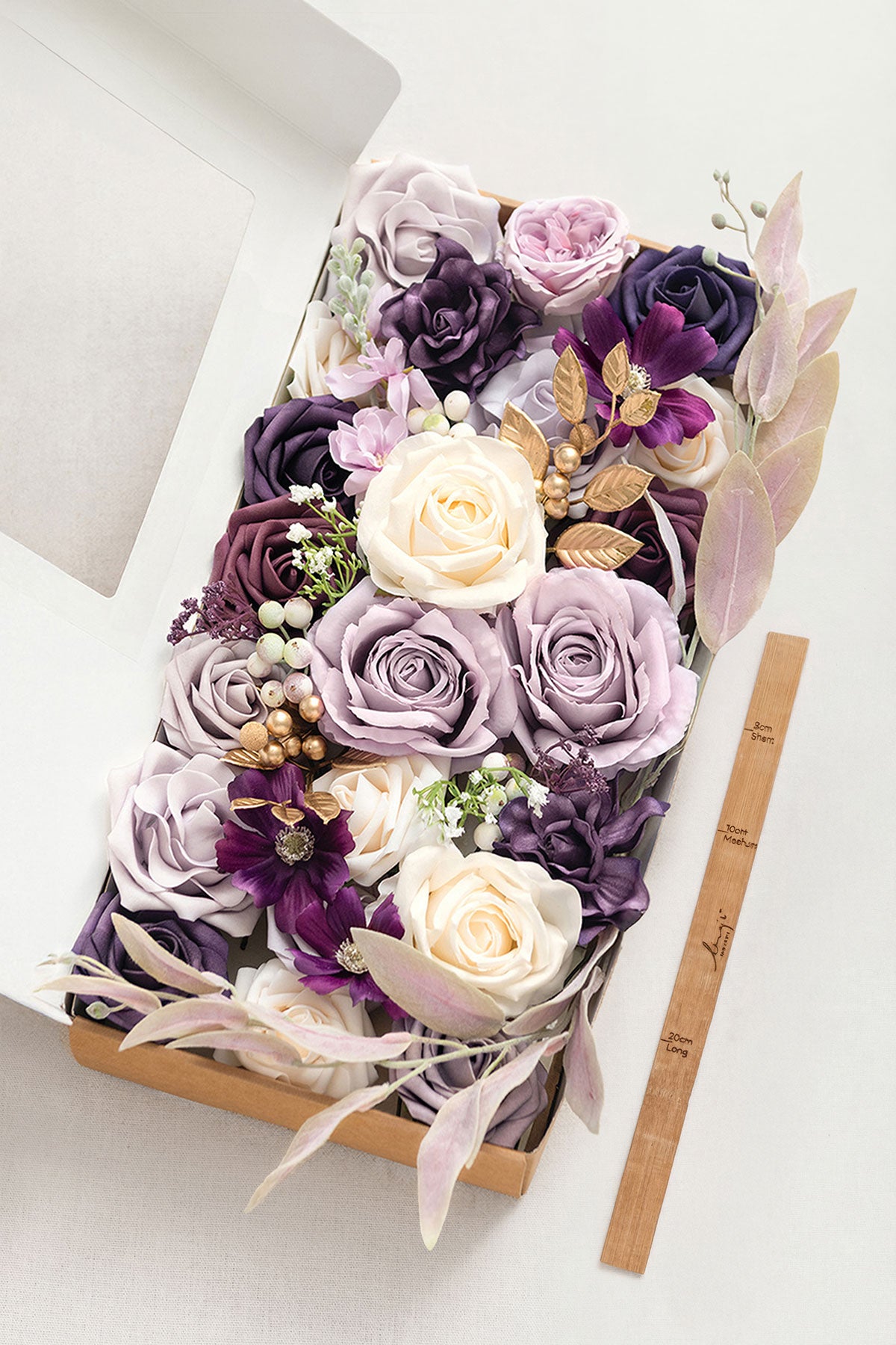 DIY Designer Flower Boxes in Lilac & Gold （Deluxe Box）