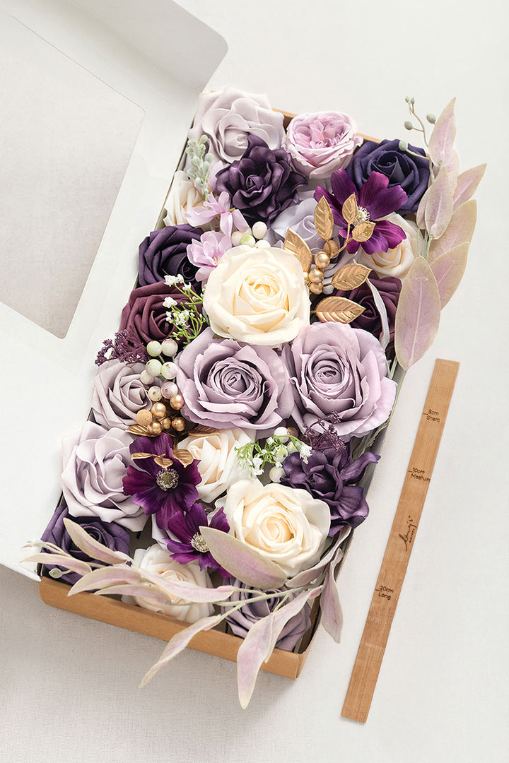 DIY Designer Flower Boxes in Lilac & Gold （Deluxe Box）