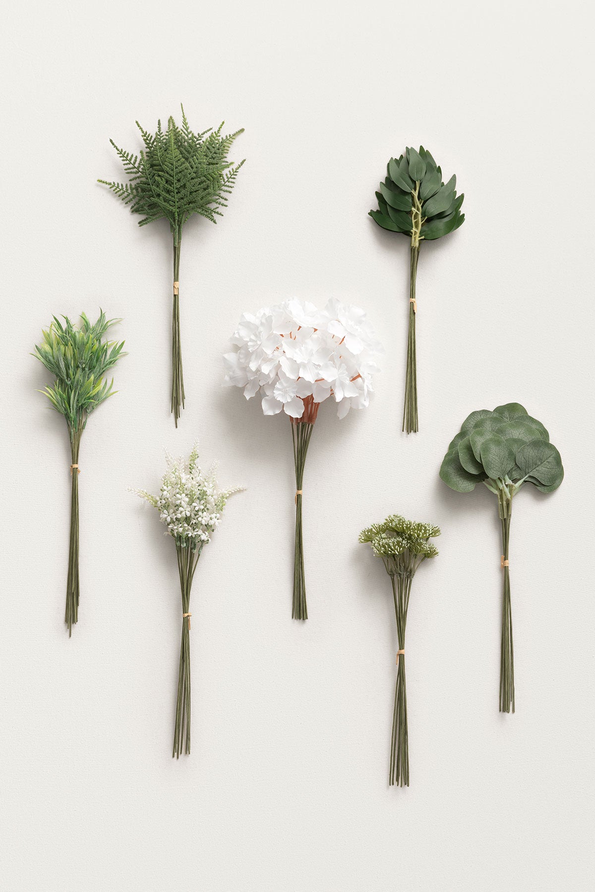 DIY Bridesmaid Bouquet Kit (Set of 4) - Blush & White with  Dark Green Mixed Greenery - Image 3