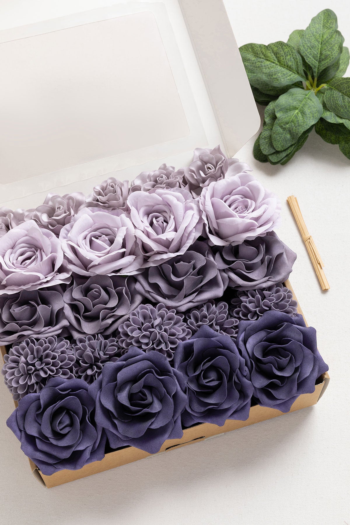 DIY Bridesmaid Bouquet Kit (Set of 4) - Purple & Pale Lavender with Sage Greenery - Image 2