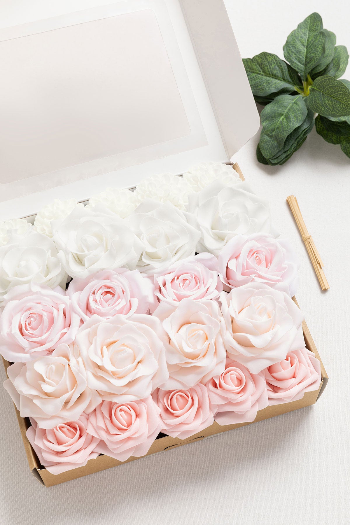 DIY Bridesmaid Bouquet Kit (Set of 4) - Blush & White with Sage Greenery - Image 2