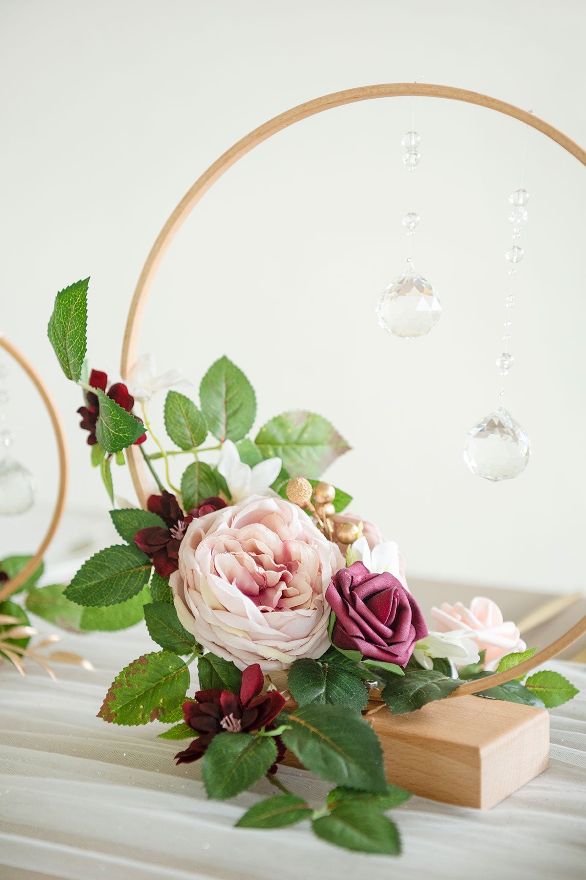 Hoop Centerpiece Set with Crystal in Dusty Rose & Mauve