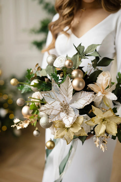 Small Free-Form Bridal Bouquet in Champagne Christmas