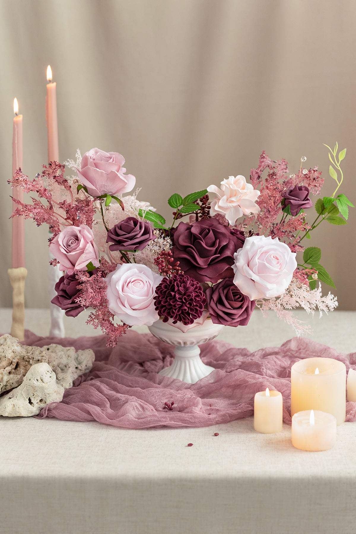 DIY Designer Flower Boxes in Burgundy & Dusty Rose