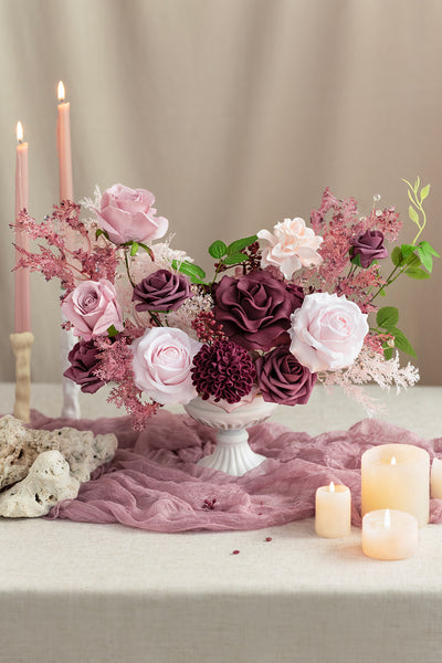 DIY Designer Flower Boxes in Burgundy & Dusty Rose