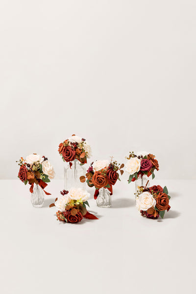 Mini Ready-to-Use Flower Centerpiece Set in Sunset Terracotta
