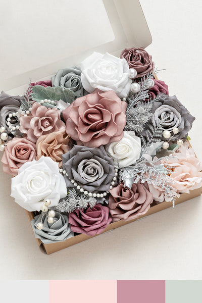 DIY Designer Flower Box in Dusky Rose & Silver
