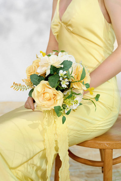 Round Bridesmaid Bouquets in Lemonade Yellow