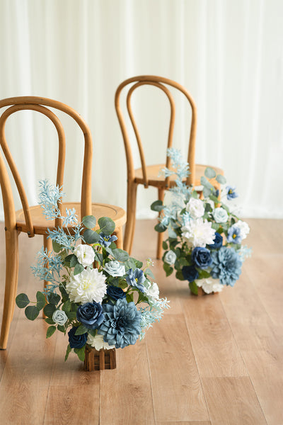 Wedding Aisle Runner Flower Arrangement in Dusty Blue & Navy