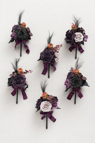 Flash Sale | Mini Premade Flower Centerpiece Set in Twilight Purple & Harvest Orange