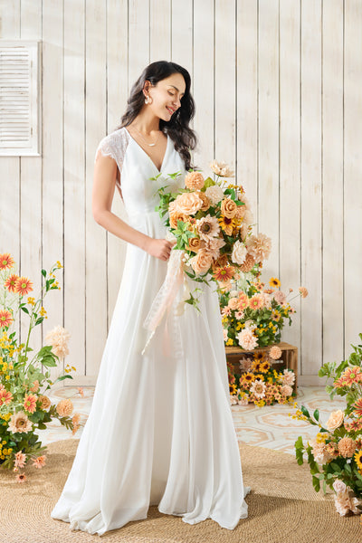 Medium Free-Form Bridal Bouquet in Sunflower & Peach | Clearance