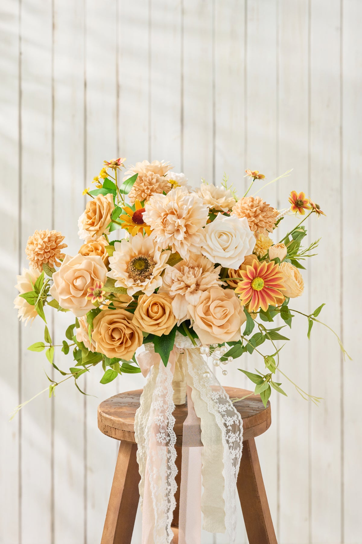 Medium Free-Form Bridal Bouquet in Sunflower & Peach | Clearance
