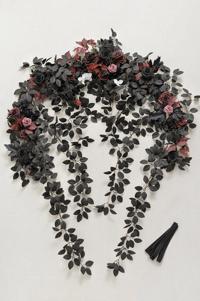 6.5ft Flower Garland in Moody Burgundy & Black
