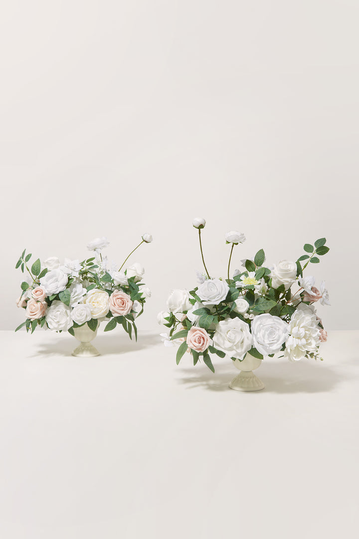 Large Floral Centerpiece Set in White & Sage | Clearance