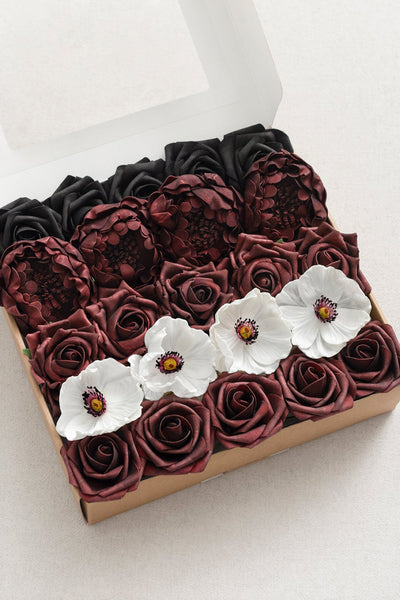 DIY Supporting Flower Boxes in Moody Burgundy & Black