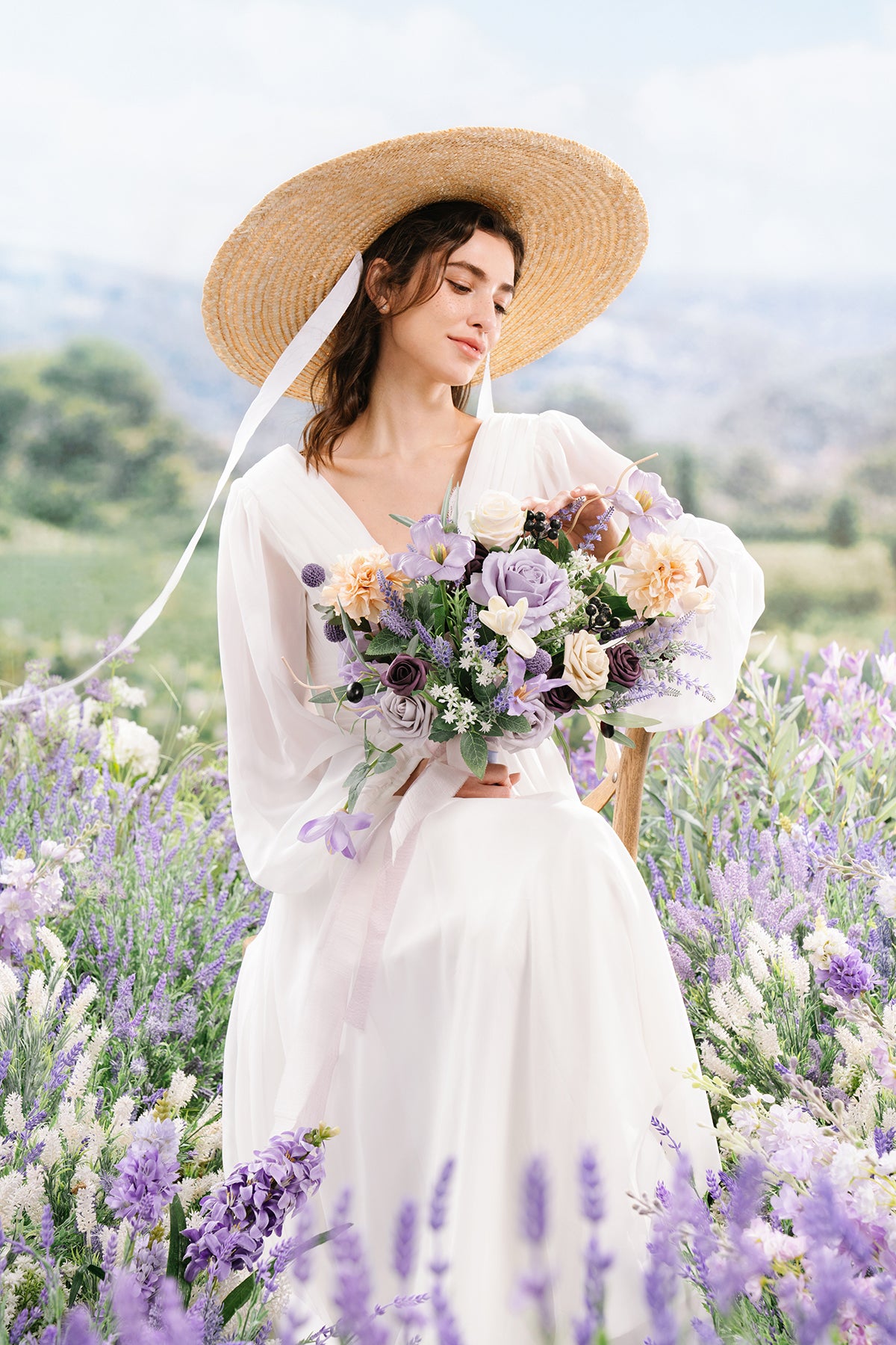 Medium Free-Form Bridal Bouquet in French Lavender & Plum