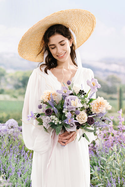 Medium Free-Form Bridal Bouquet in French Lavender & Plum