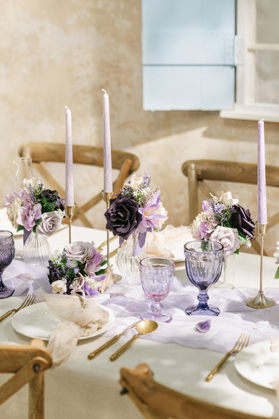 Mini Ready-to-Use Flower Centerpiece Set in French Lavender & Plum