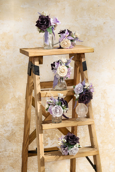 Mini Ready-to-Use Flower Centerpiece Set in French Lavender & Plum