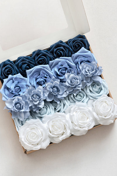 Dusty Blue & Navy Designer Flower Boxes