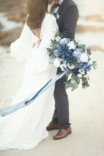 DIY Designer Flower Boxes in Dusty Blue & Navy