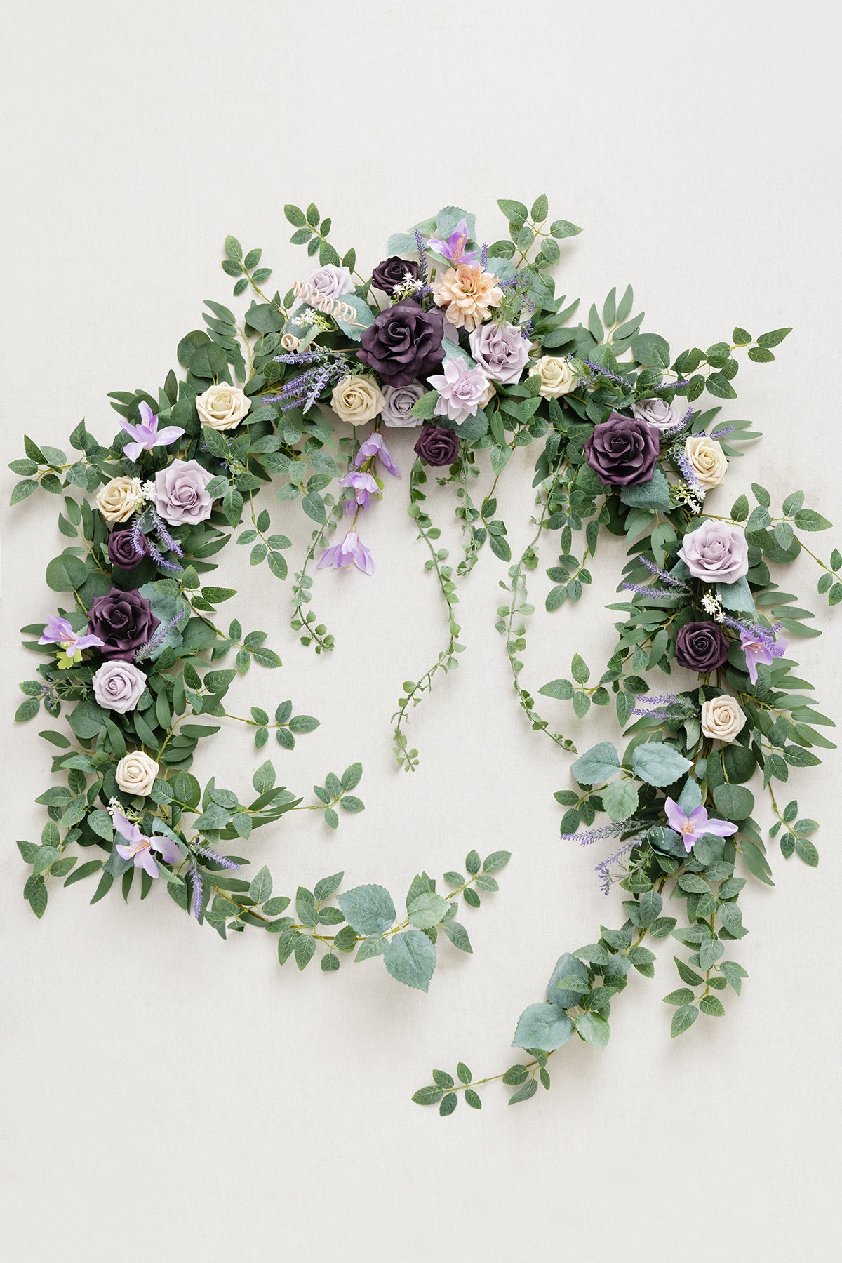 9ft Head Table Flower Garland in French Lavender & Plum