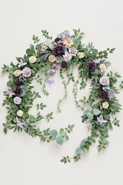 9ft Head Table Flower Garland in French Lavender & Plum