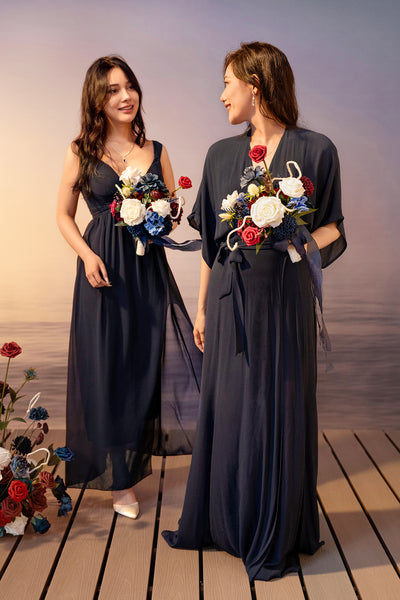 Bridesmaid Bouquets in Nautical Navy & Burgundy | Clearance