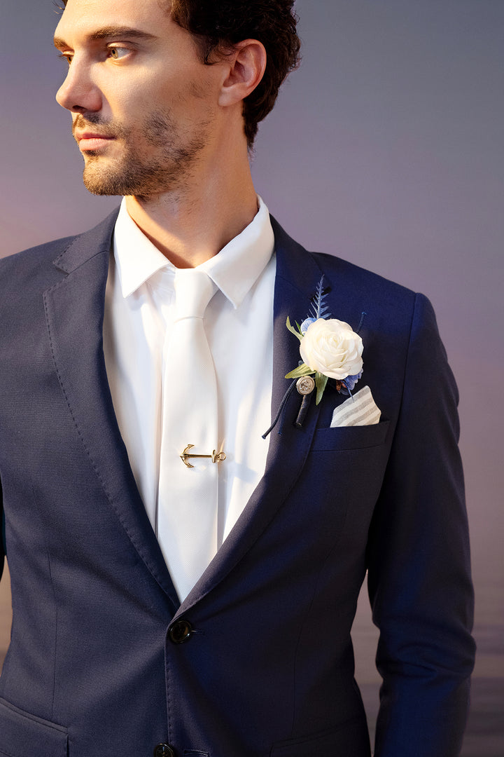 Boutonnieres in Nautical Navy & Burgundy