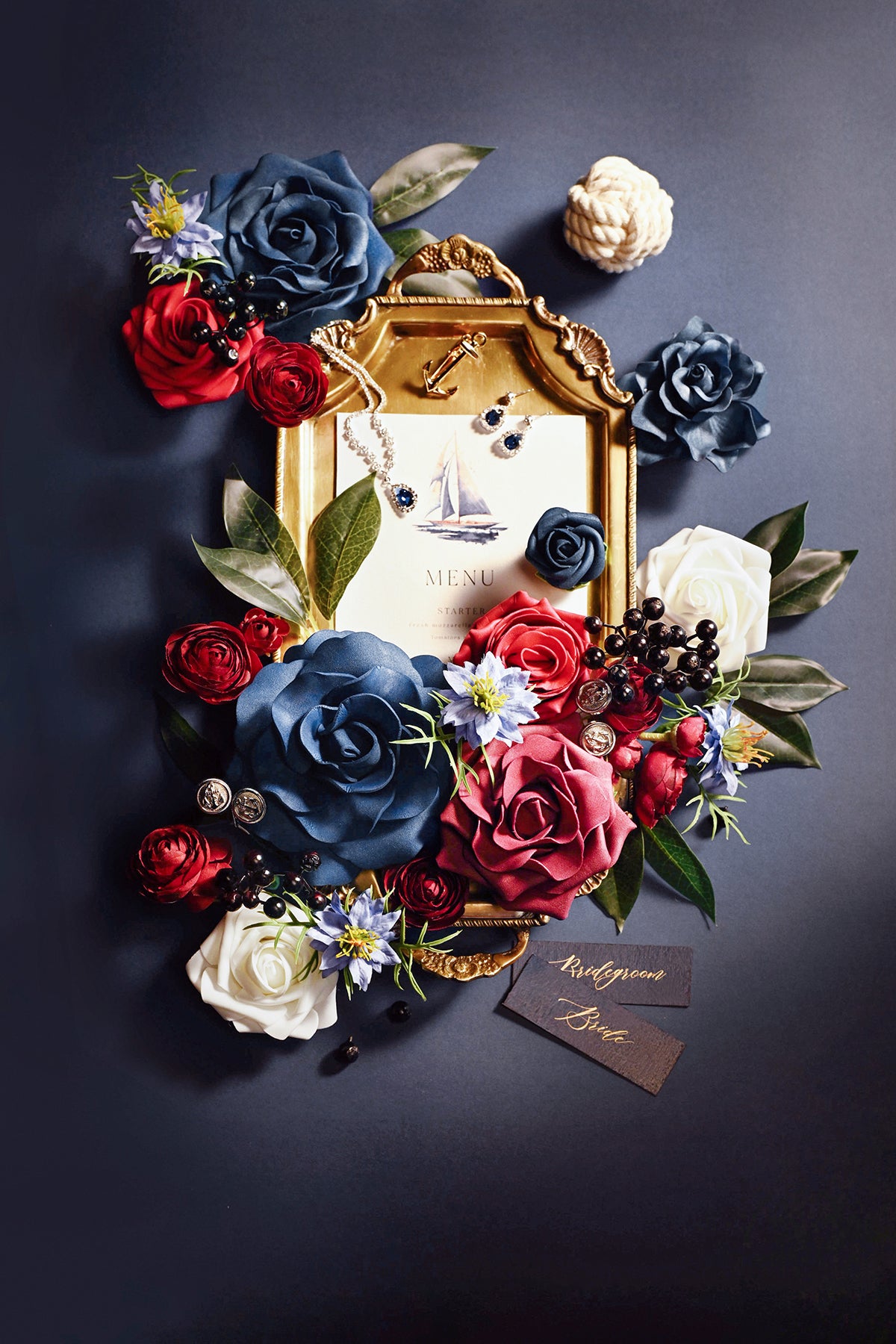 DIY Designer Flower Box in Nautical Navy & Burgundy