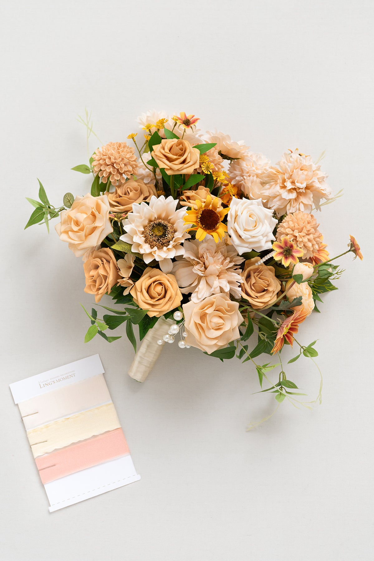 Medium Free-Form Bridal Bouquet in Sunflower & Peach