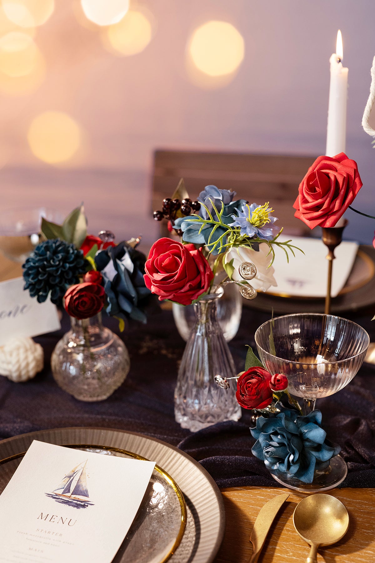 Dusty Blue & Navy Designer Flower Boxes