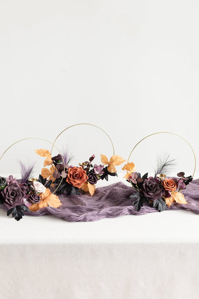 Flash Sale | Wreath Hoop Centerpiece Set In Twilight Purple & Harvest Orange