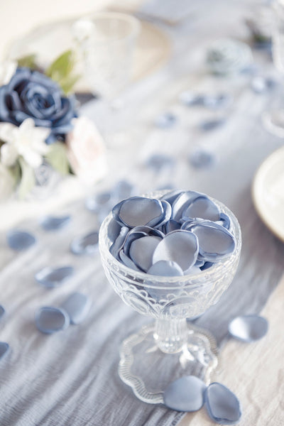 Silk Rose Petals in Dusty Blue & Navy
