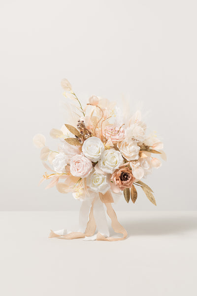 Medium Free-Form Bridal Bouquet in White & Beige